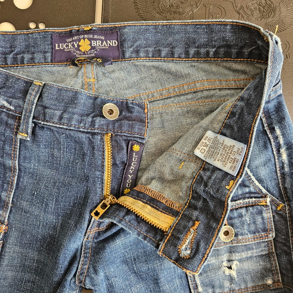 Lucky Brand Porkchop Ankle Crop Jeans Womens 2/26 Blue Good Distressed - Picture 10 of 16
